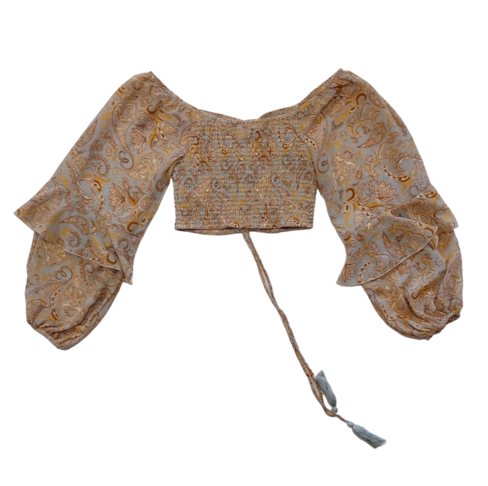 Style Rack Ruched Blue Paisley Top - Picture 2 of 6